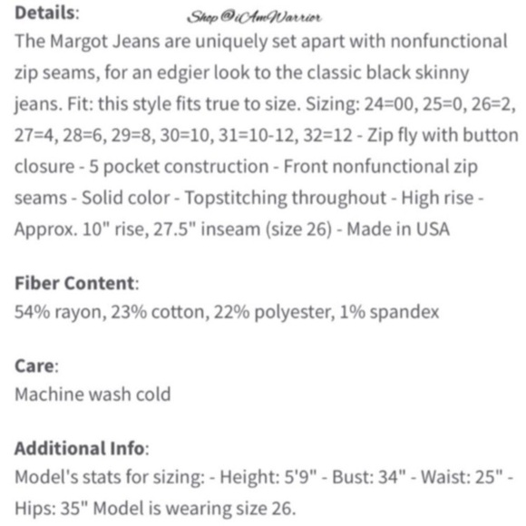 Paige NWT black Margot zipper high waisted skinny jeans *shop@iamwarrior - Picture 6 of 7